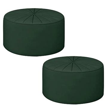 Imagem de Kit 2 Puffs Decorativos Sala De Estar Round Veludo Verde G45 - Gran Belo