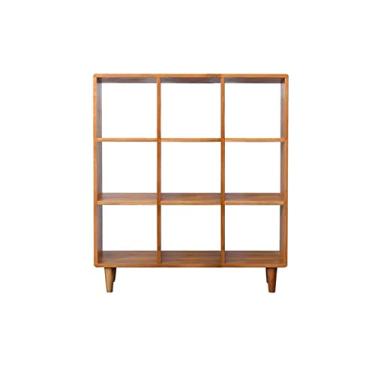 Imagem de KIZQYN Estante de madeira estante de madeira para sala de estar armazenamento de armário de exibição estante de piso de armazenamento com pés estante (cor: B, tamanho: retângulo)