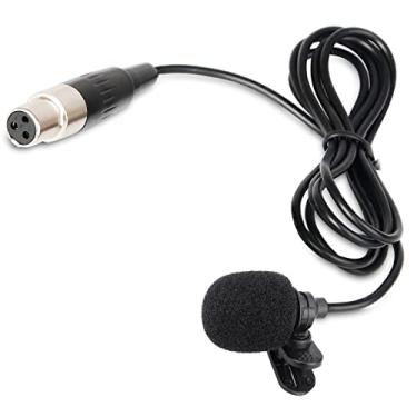 Imagem de Microfone de lapela Lavalier com mini conector XLR, microfone de lapela de clipe de mãos livres compatível com sistema de microfone sem fio UHF bodypacks amplificador de voz