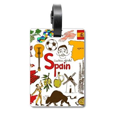 Imagem de Spain Landscap Animals Bandeira Nacional Mala Etiqueta Bagagem Cartão Pendurado Etiqueta Scutcheon Etiqueta, Multicolorido.