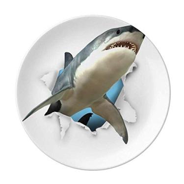 Imagem de Animal Paper Break Shocks Sharks Prato Decorativo Porcelana Salver Louça Prato de Jantar