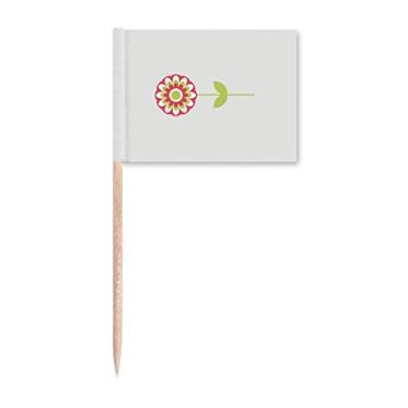 Imagem de Bandeiras de palito de dente com desenho de flor vermelha para decoração de festa