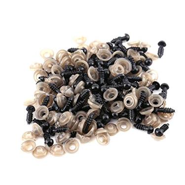 Imagem de 100 p?s Olhos de seguran?a de pl¨¢stico preto,Olhos de boneca Olhos de bicho de pel¨²cia com arruelas para brinquedos de ursinho de pel¨²cia Boneco de animais de pel¨²cia AnimalFelting Acess¨®rio(10m,