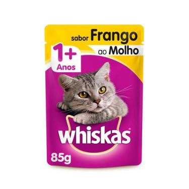 Imagem de Ração Úmida Whiskas Para Gatos Adultos Frango Ao Molho - 85G - 1 Unida