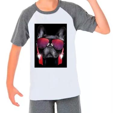 Imagem de Camiseta Raglan Bulldog Pet Cachorro Cinza Branco Inf02 - Design Camis