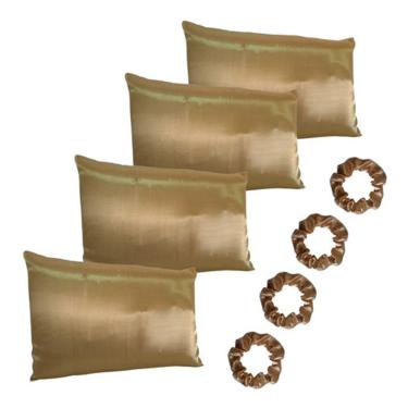 Imagem de Cetim Travisseiro Travesseiro 4 Unidades Fronha + 4 Xuxinhas