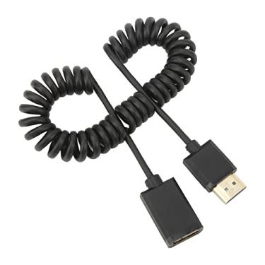 Imagem de Cabo Em Espiral HDMI, Interface Multimídia HD Macho para Fêmea Cabo Adaptador 2K 4K 60HZ Fio de Mola de Exibição HD para HD TV Computador Notebook Projetor, 1,8 M