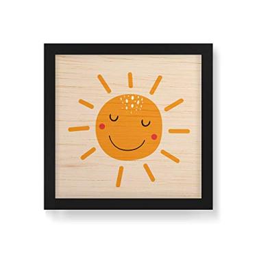 Imagem de Arte Maníacos Quadro Decorativo em Madeira Sol Sorriso - 30x30cm (Moldura caixa em laca preta)