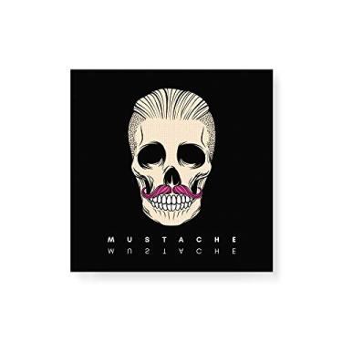 Imagem de Arte Maníacos Quadro Decorativo em Tela Canvas Caveira Mustache Preta - 30x30cm
