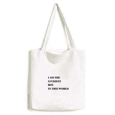 Imagem de I AmThe Luckiest Boy Art Deco Gift Fashion Tote Bolsa sacola de compras casual bolsa de mão