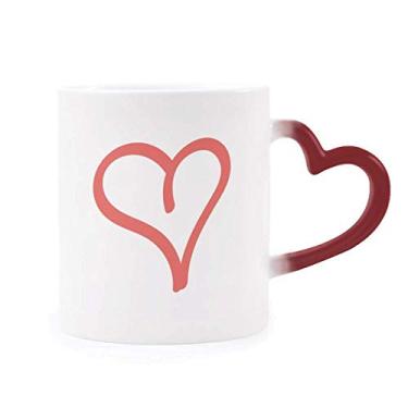 Imagem de Caneca em forma de coração Dia dos Namorados sensível ao calor Caneca vermelha muda de cor