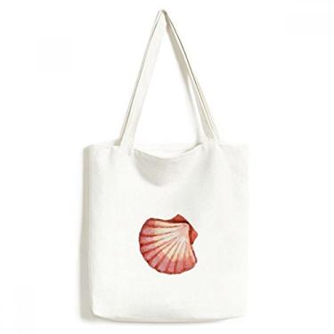 Imagem de Bolsa de lona Scallop Marine Life com ilustração vermelha, bolsa de compras, bolsa casual