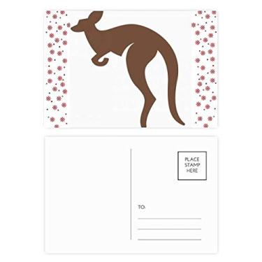 Imagem de Cartão postal de celebração de flores de Natal com desenho marrom canguru, sabor australiano, cartão postal de bênção