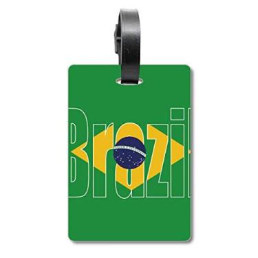 Imagem de Etiqueta de mala com nome da bandeira do Brasil, etiqueta para cartão de bagagem