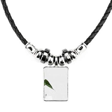 Imagem de DIYthinker Simpol Colar com foto de planta de folha verde, joia de torque, pingente de corda de couro