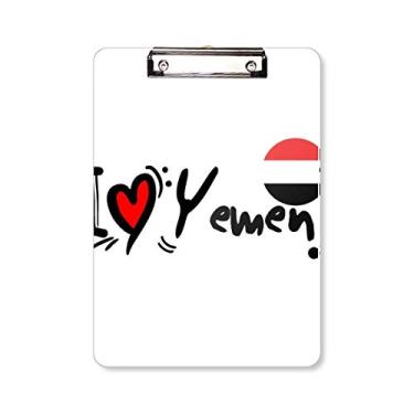 Imagem de I Love Yemen Bandeira da Palavra Amor Coração Ilustração Prancheta Pasta Bloco de Escrita Placa de Apoio A4