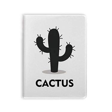 Imagem de Caderno com silhueta de suculentas de planta verde cacto, capa de goma