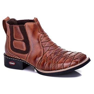 Imagem de Bota Botina Texana Country escama Masculina legitimo Couro bovino Cano Curto 186 (43, 186pinhao)