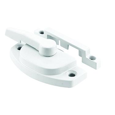 Imagem de Prime-Line Trava de faixa F 2588, furos centrais de 5,3 cm, serve para janelas de vinil penduradas simples e duplas, diecast, branco, (pacote único)