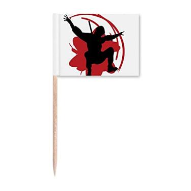Imagem de Bushido Sakura Outline Bandeira de palito de dente japonesa Ásia Topper Decoração de festa