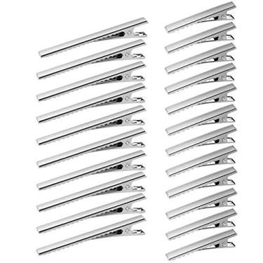 Imagem de 100 clipes de cabelo jacaré prateado, 3 polegadas e 4 polegadas de metal, cabeleireiro, cabeleireiro, cabeleireiro, com dentes, acessórios DIY para cuidados com o cabelo, organização de documentos de escritório, 2 tamanhos