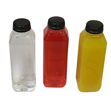 Imagem de Garrafas de suco de plástico transparente vazias, garrafas de leite de grau alimentício, livre de BPA com tampas de adulteração preta, 473 ml mais canudos de 25 cm - etiquetas brancas - 8 conjuntos - 8 garrafas de suco com tampas - 8 canudos - 8 etiquetas brancas.