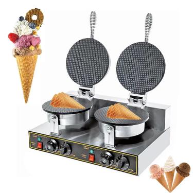 Imagem de MáQuina EléTrica De Casquinha De Sorvete, MáQuina De Casquinha Crocante Com Aquecimento De Dupla Face, Massa Antiaderente/FáCil De Limpar, (50~250°C / 0-5 Minutos),Doublehead