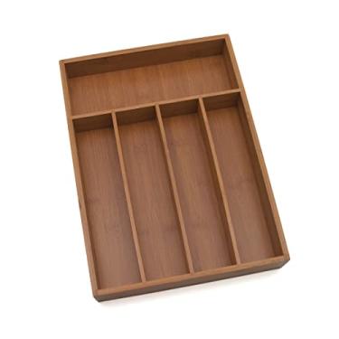 Imagem de Lipper International 8876 Organizador de talheres de madeira de bambu com 5 compartimentos, 26.5 x 35.6 x 5 cm
