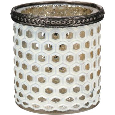 Imagem de Temple Castiçal 8X7X7Cm Metal Branco