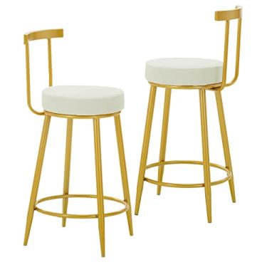 Imagem de SaiLiN Cadeiras de jantar cadeiras de sala de jantar conjunto de banquinho de bar de 5,5 cm de altura de balcão de 5,6 cm, cadeira de bar estofada sem braço de poliuretano premium para cozinha, ilha e sala de jantar, pátio, tudo está bem