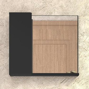 Imagem de Espelho para Banheiro em Madeira com Armarinho Preto