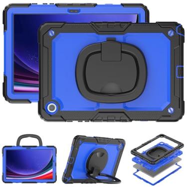 Imagem de Capa para Samsung Galaxy Tab A9 Plus de 11 polegadas (SM-X210/X216/218) Capa macia de silicone de três prevenção resistente à prova de choque com suporte embutido 360° alça de mão para capa A9 Plus (azul)