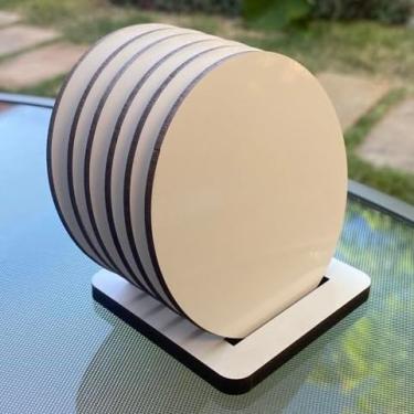 Imagem de Kit Porta Copos em MDF - Lacado Branco Brilhante