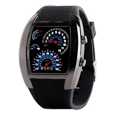 Imagem de Relógio esportivo LED turbo fashion feminino mostrador flash masculino relógio medidor de aviação relógio de carro para idosos, Preto, One Size, Moderno