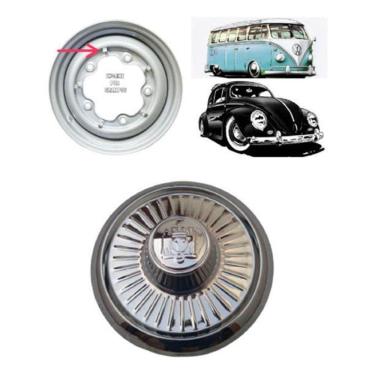 Imagem de Jg 04 Calotas Fusca Kombi Roda 5 Furos Pastelzinho Ferro