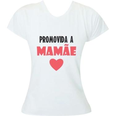 Imagem de Camiseta para Anunciar Gravidez | 100% Algodão | Promovida a Mamãe Coração | Moricato (BR, Alfa, P, Regular, Branca)