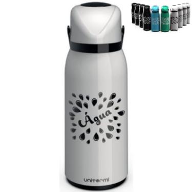 Imagem de Garrafa Térmica de 1,8 Litros Decorada Grande Com Alça e Sistema de Pressão Verona Unitermi (GARRAFA BRANCA ÁGUA)