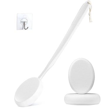 Imagem de Aplicador de loção de 19 "para bronzeamento nas costas Aplicador de loção para costas com alça longa para pés Aplicador de autobronzeador nas costas Aplicador de protetor solar (Branco)