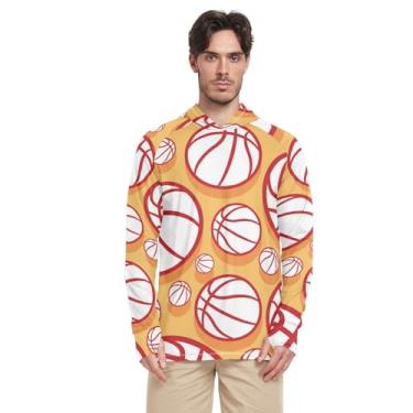 Imagem de Moletom masculino com capuz de manga comprida FPS 50 + camisetas masculinas de secagem rápida, esportes, basquete, vermelho, laranja, Rash Guard, Esportes basquete vermelho laranja, P
