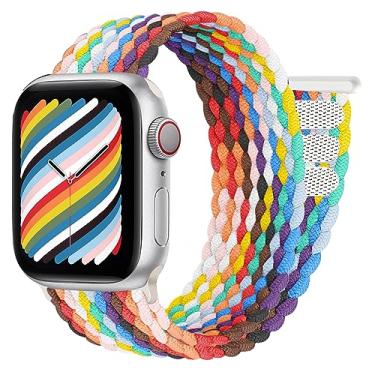 Imagem de Pulseira trançada elástica para Apple Watch 45 mm, 41 mm, 44 mm, 40 mm, 42 mm, 38 mm, 45 41 44 40 mm, feminina/masculina, Solace Elastic Nylon Sport Solo Loop para Apple Watch série 8 pulseiras iWatch 7 6 5 4 3 se Ultra 49 mm