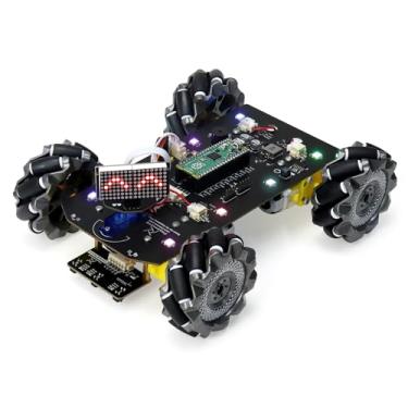 Imagem de Freenove Mecanum Wheel Car Kit para Raspberry Pi Pico (incluído) (compatível com Arduino IDE), expressões de matriz de pontos, prevenção de obstáculos, rastreamento de linha, rastreamento de luz