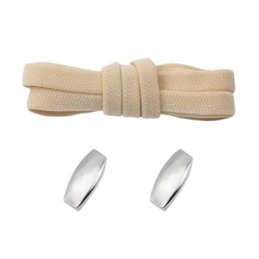 Imagem de Lock Elastic Laces Sneakers Tennis Shoelaces Without Ties Adult Kids Flat No Tie Shoelace For Shoes Accessories (Color : Beige)