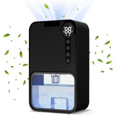 Imagem de Desumidificador portátil para quarto: tanque de água de 1,048 g preto pequeno desumidificador com desligamento automático super silencioso dois modos de trabalho com luz LED de 7 cores, para quarto