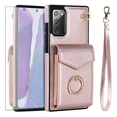 Imagem de Asuwish Capa de celular para Samsung Galaxy Note 20 5G com protetor de tela de vidro temperado e anel de bloqueio de RFID, acessórios para celular Note20 Notes 20s Twenty Not S20 feminino ouro rosa