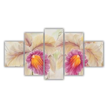 Imagem de Quadros Decorativos Mosaico MDF Floral Flores Orquideas 115x60cm