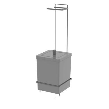 Imagem de Lixeira Quadrada Preta Com Suporte Para Papel Higiênico