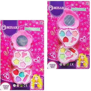 Imagem de Estojo de maquiagem com sombra + batom e pincel para boneca