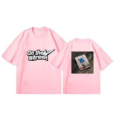 Imagem de Camiseta K-pop J-Hope, camiseta solta na rua, unissex, com suporte, estampada, camiseta de algodão, C, rosa, XXG