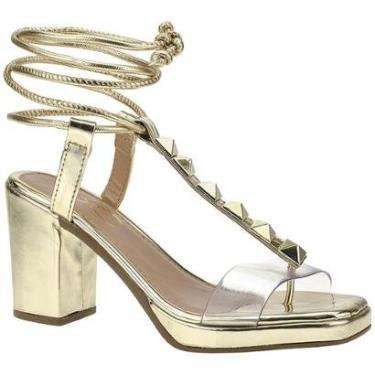 Imagem de Sandália Feminina Salto Quadrado Vinil e Tachas-Feminino