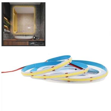 Imagem de Fita LED COB 3000K 5 Metros 12v IP20 Iluminaçao Profissional Perfil Teto Rebaixado Sanca Gesso Comercial Residencial
